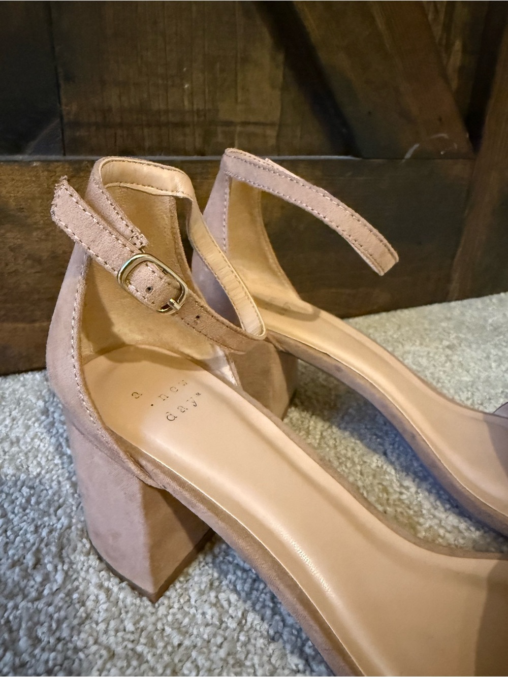 a new day nude Suede Block Heel Ankle-Strap Sandals - Picture 2 of 6